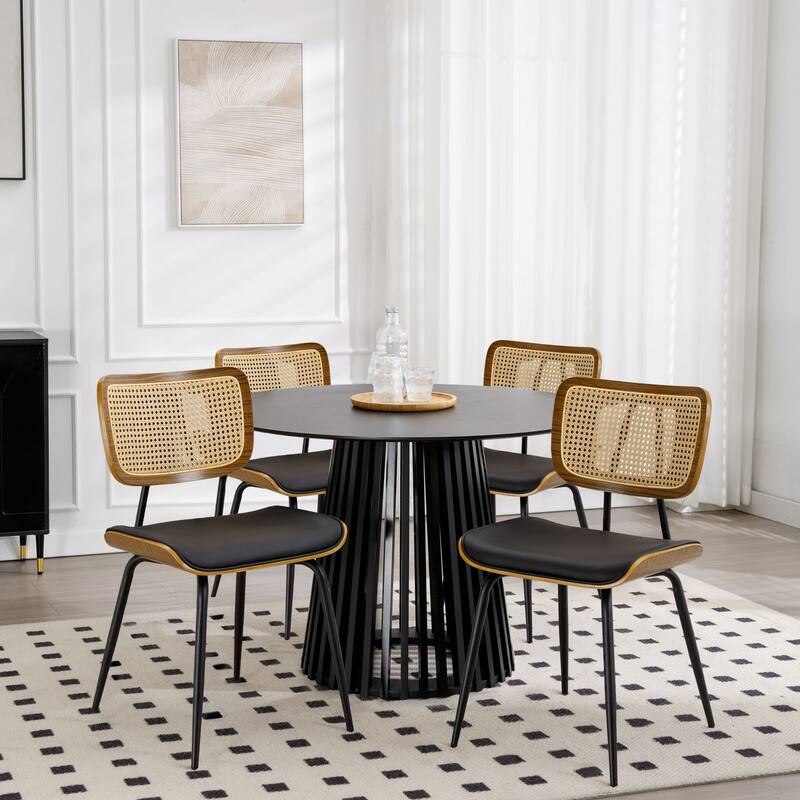 Faux Leather Upholstered Dining Chairs Set of 2/4 - 33.5" H x 17.5" W x 23" D
