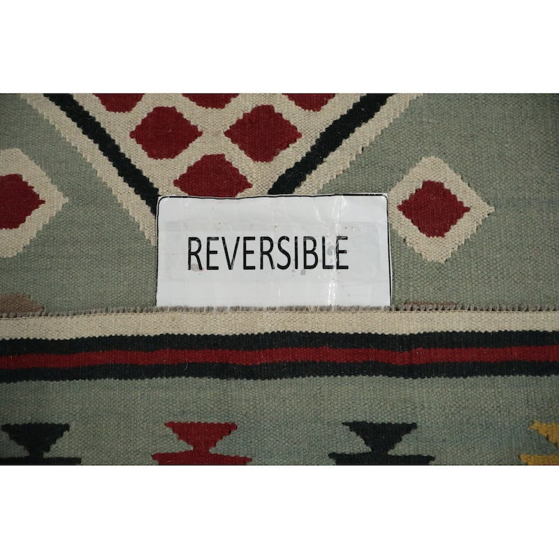 Hand Woven Oriental 100% Wool Carpet Southwestern Tribal Multi-Colored Kilim Area Rug - 8' 1'' X 5' 1''