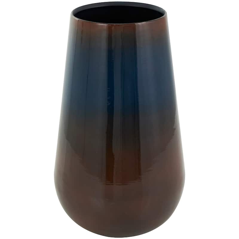 Blue Metal Ombre Vase with Brown Accents
