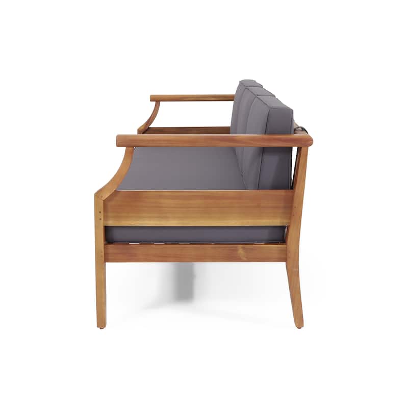 Aston Outdoor Acacia Wood 3 Seater Sofa by Christopher Knight Home