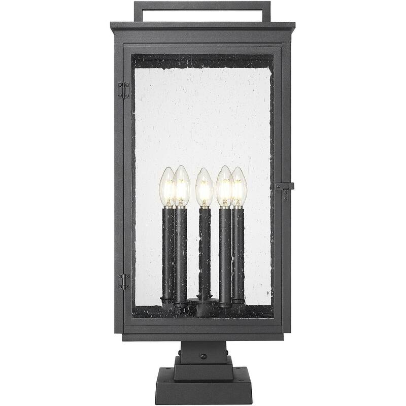 Z-Lite 5019PHXLS-SQPM Hartwell 5 Light 28" Tall Post Light with Seedy