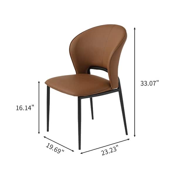 Mid-century Modern Dining Chairs, PU Leather Seat Cushion with Solid Wood Legs Set of 2