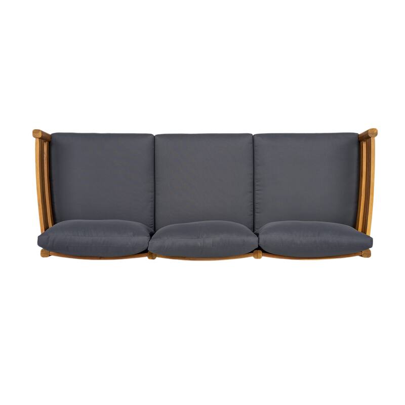 Christopher Knight Home- Maeve Outdoor Curved Acacia Wood 3 Seater Sofa