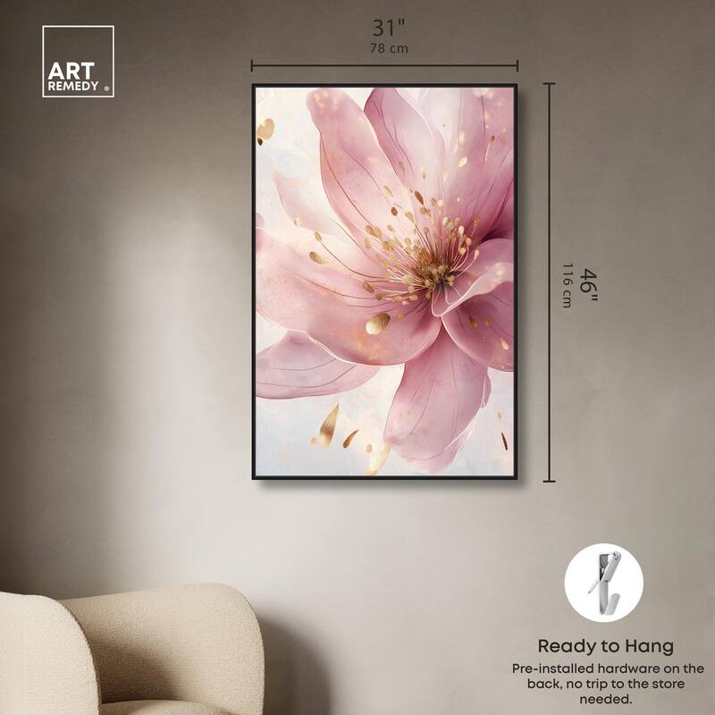 Pink and Gold Bloom Canvas by Art Remedy