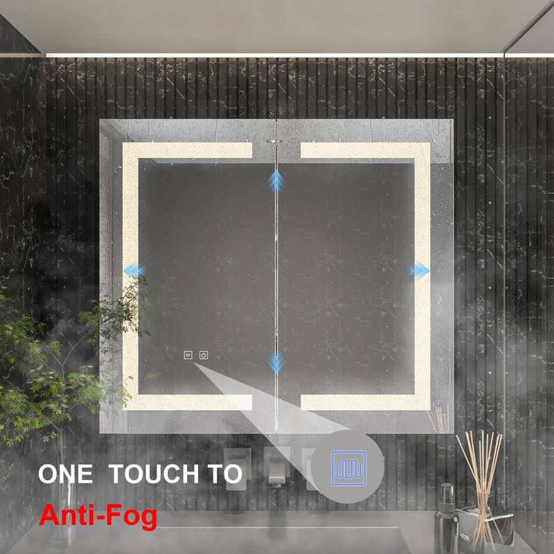 Wall LED Bathroom Cabinet with Lighting and Defogger Medicine Cabinet