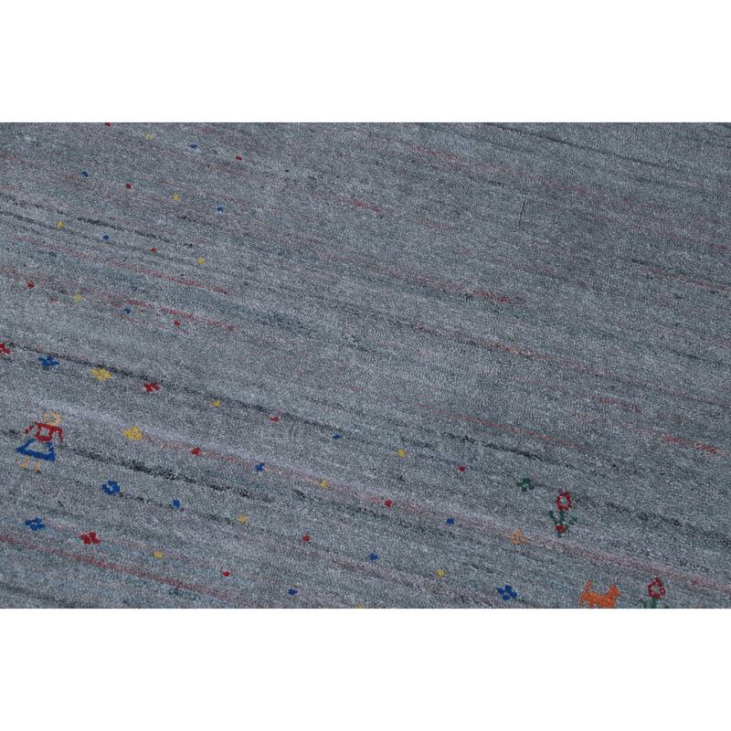 Hand Knotted Oriental 100% Wool Carpet Tribal Animal Pictorial Navy Blue & Blues Gabbeh Area Rug - 12' 0'' X 8' 11''