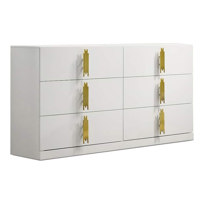 Furniture of America Kylop Modern White Wood 6-Drawer Dresser