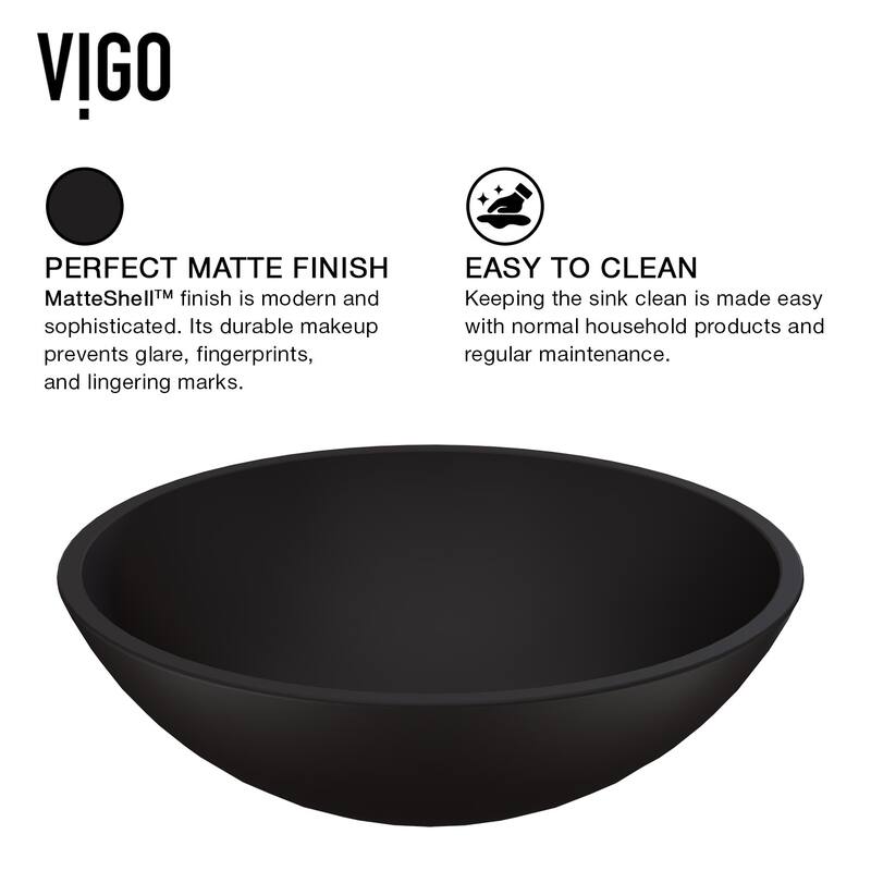 Vigo VGT2009 Cavalli 15" Circular Glass Vessel Bathroom Sink with 1.2