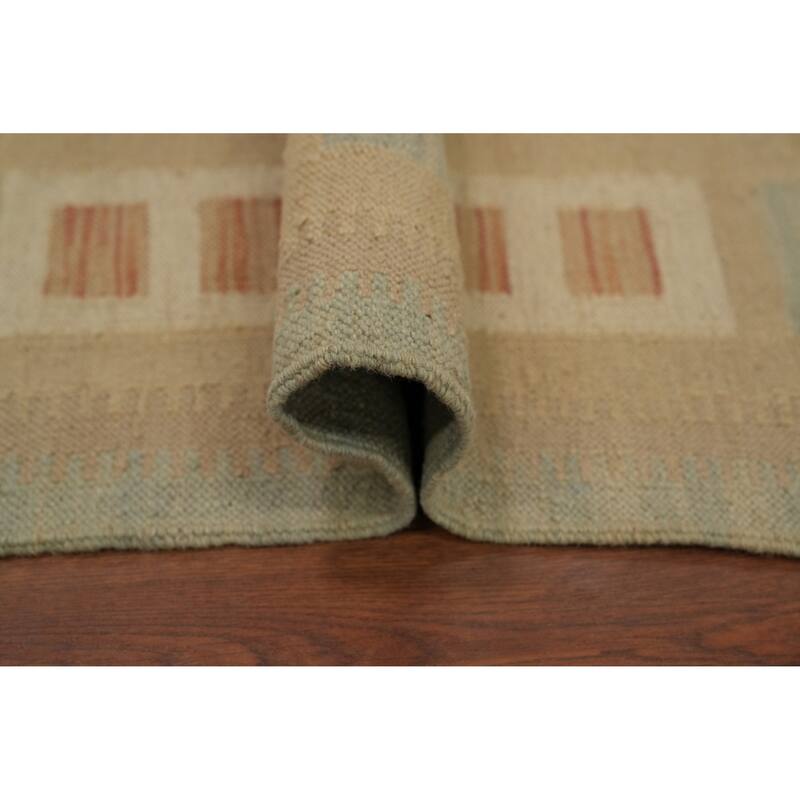 Hand Woven Oriental 100% Wool Carpet Southwestern Tribal Brown Kilim Area Rug - 11' 4'' X 7' 9''
