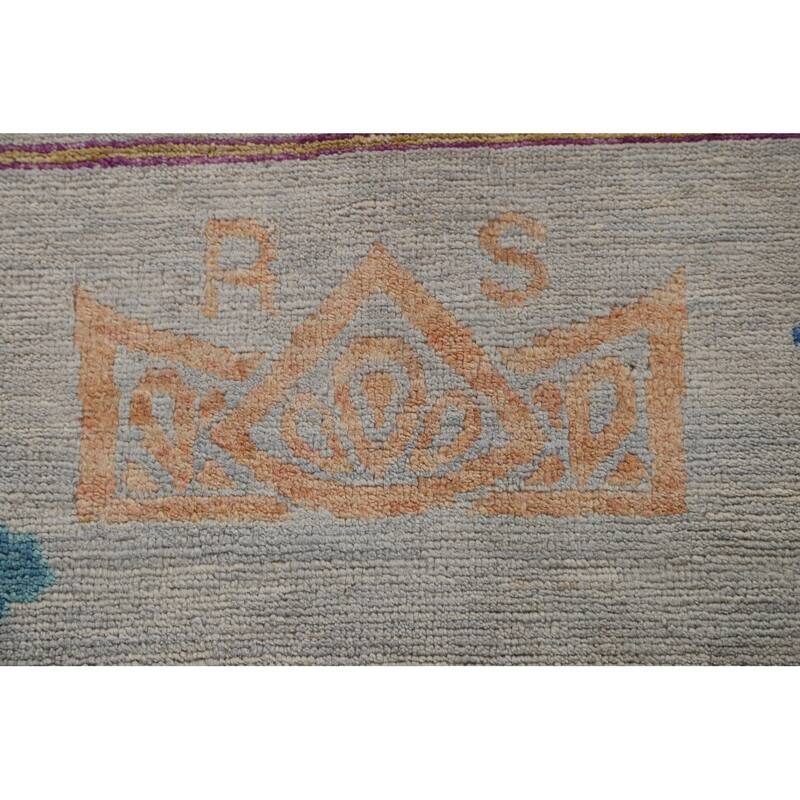 Hand Knotted Oriental 100% Wool Carpet Traditional Floral Greys & Charcoal Art Deco Area Rug - 11' 6'' X 9' 0''