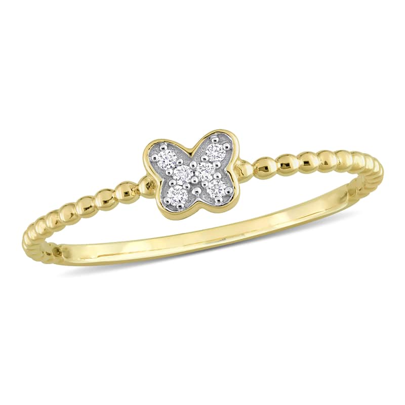 Miadora Diamond Accent Butterfly Ring in 14k Yellow Gold