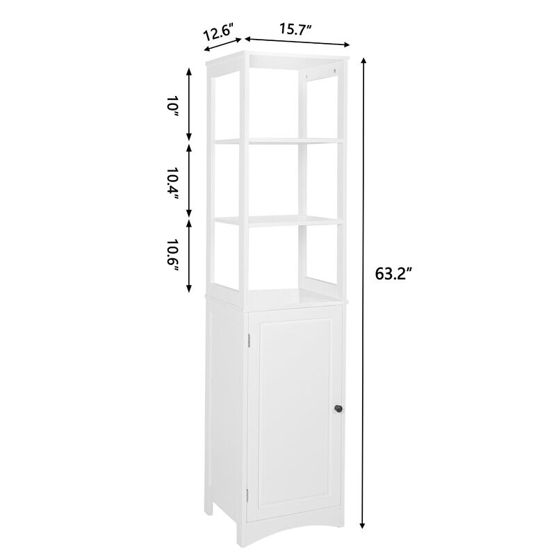 Shop Tall Floor Storage Cabinet Solid Wood Free Standing Linen Cabinets 63 2 H X 15 7 W X 12 6 D Overstock 31504056