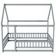 preview thumbnail 60 of 127, Wood Toddler House Bed with Roof Frame and Safety Guardrails Montessori Floor Bed without Slats No Door Houseshaped Platform Bed