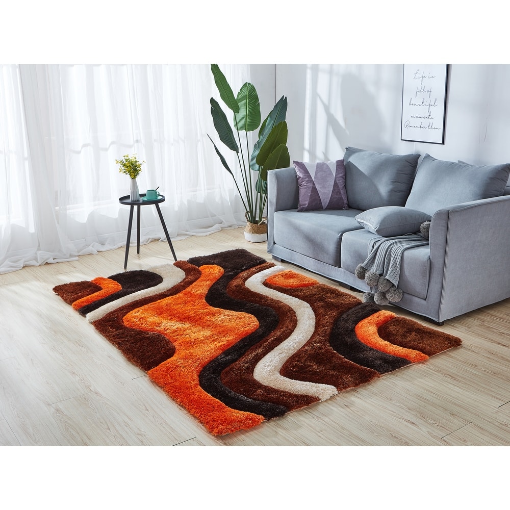 Mateos Collection Geometric Orange/Brown Area Rug