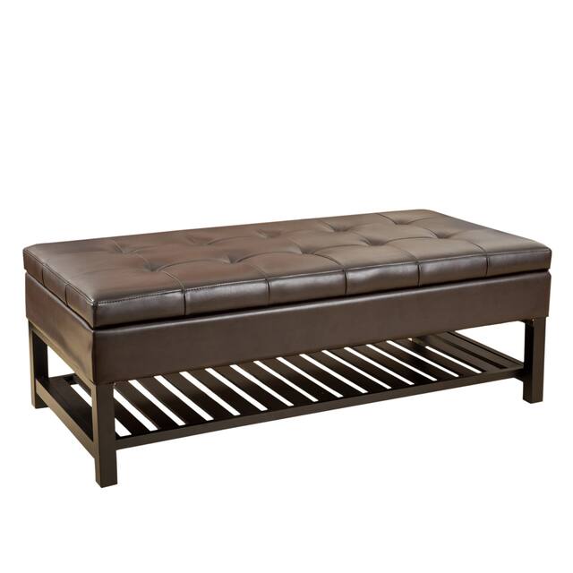 Miriam Wood Storage Ottoman Bench by Christopher Knight Home - Brown