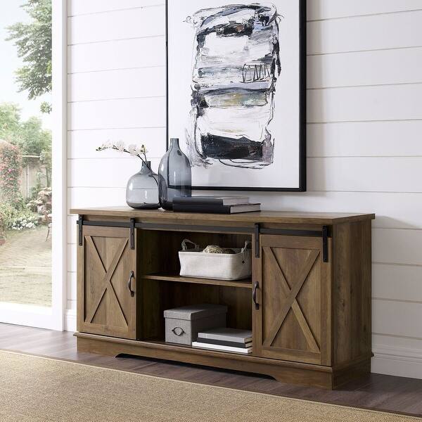 Shop Offex 58 Sliding Barn Door Tv Media Stand Console Rustic