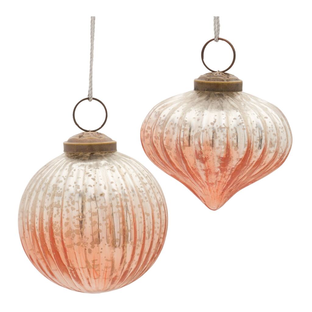 Ribbed Glass Ombre Ornament (Set of 6)