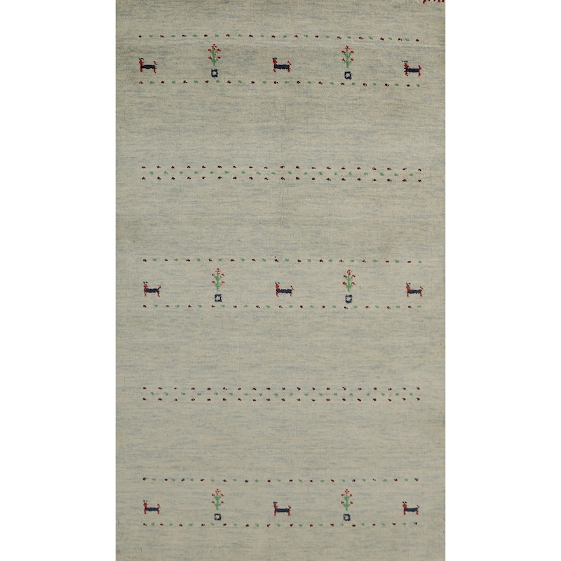Tribal Gabbeh Oriental Accent Rug Hand-Knotted Wool Carpet - 3'0" x 5'0"