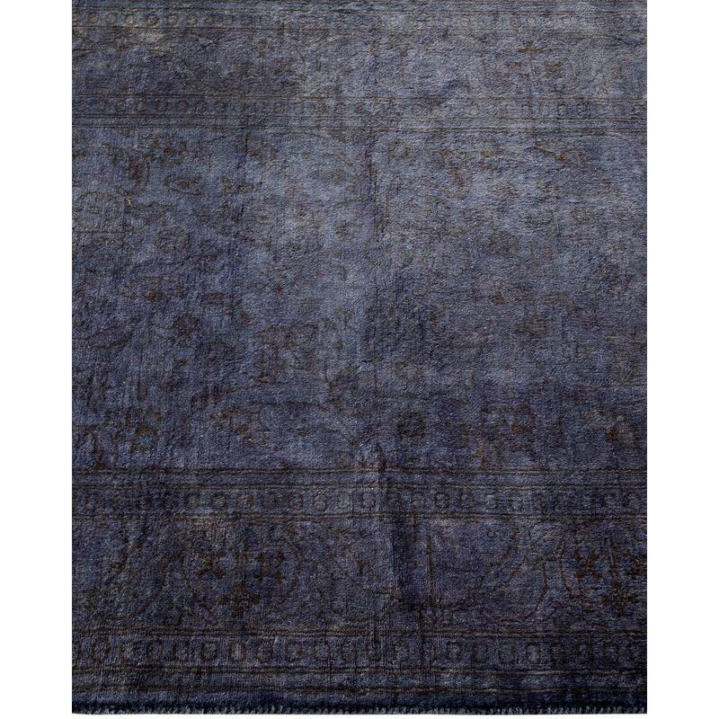Overton Hand Knotted Wool Vintage Inspired Modern Contemporary Overdyed Gray Area Rug - 2' 7" x 8' 1"