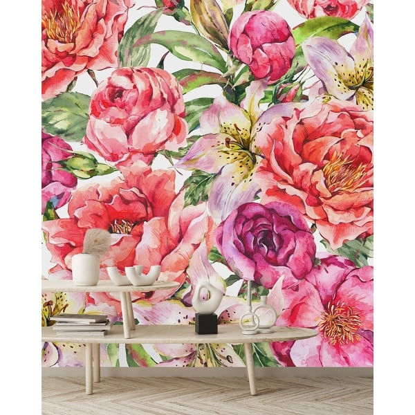 Pink Floral Wallpaper Peel and Stick and Prepasted - Bed Bath & Beyond ...