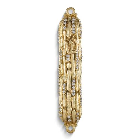 Curata Gold-Tone Bamboo Design with Crystals Mezuzah