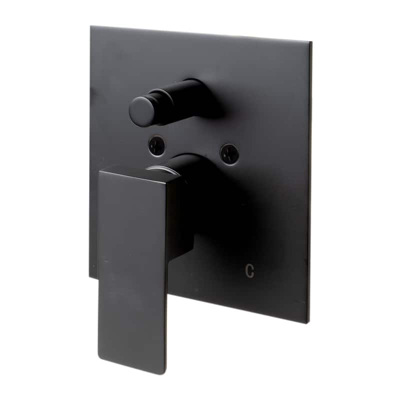 Black Matte Shower Valve with Square Lever Handle and Diverter