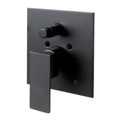 Black Matte Shower Valve with Square Lever Handle and Diverter