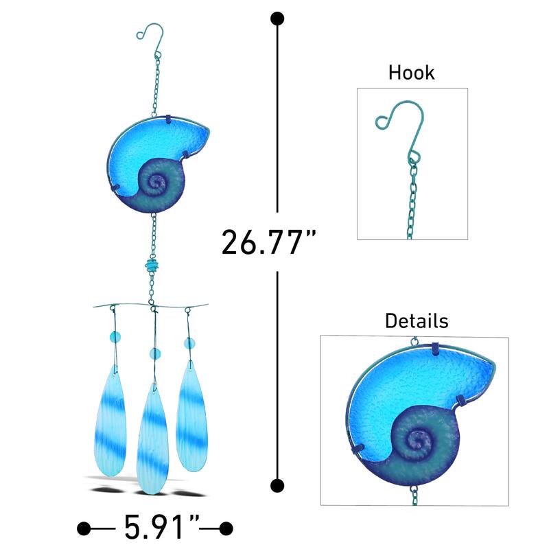 CoTa Global Blue Shell Hanging Sea Glass Wind Chime - 26.77 Inch