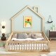 preview thumbnail 3 of 13, Natural Full Size Solid Wood House Platform Bed with Guardrail for Kids, Boys and Girls