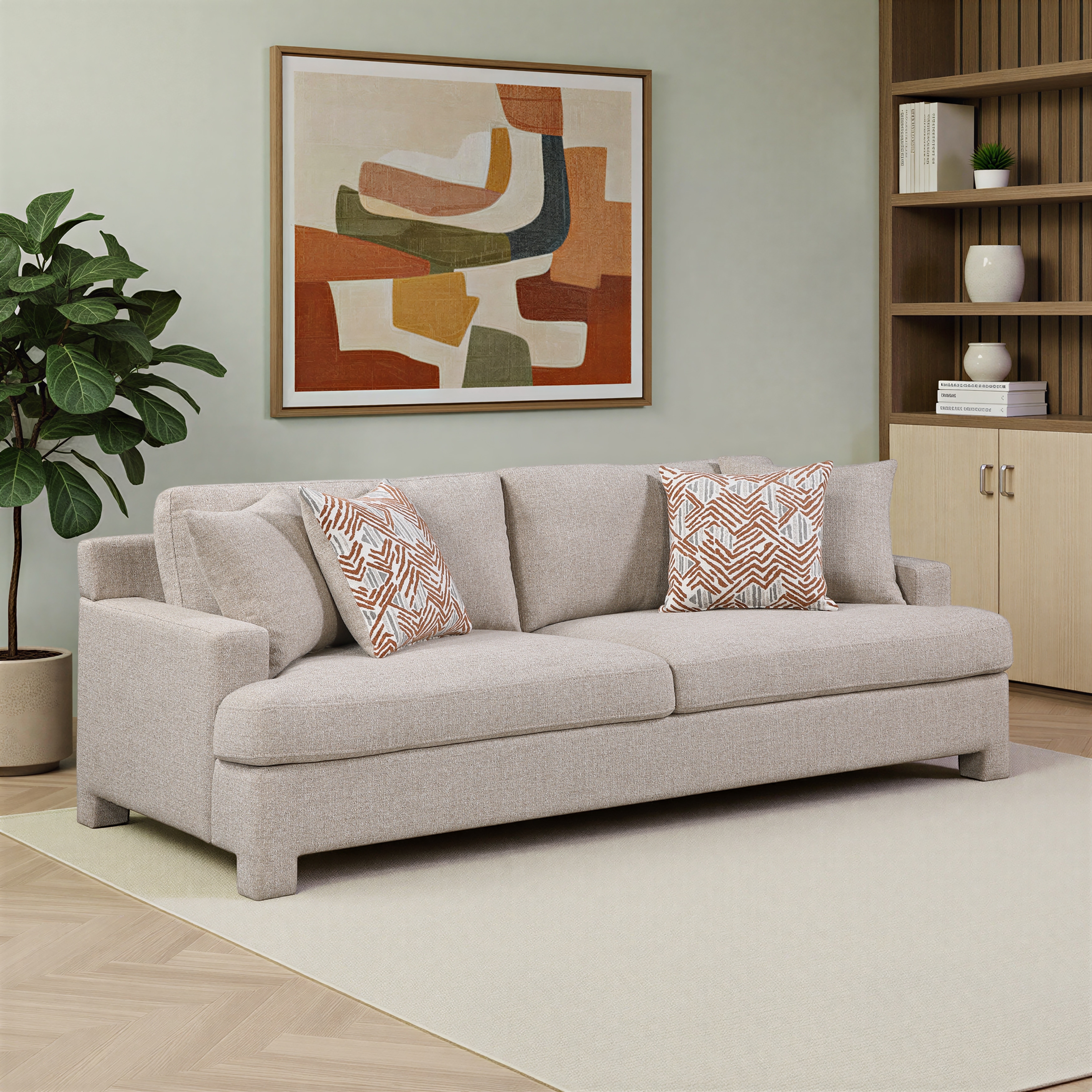Arlo 90" Chenille Living Room Sofa with Four Pillows
