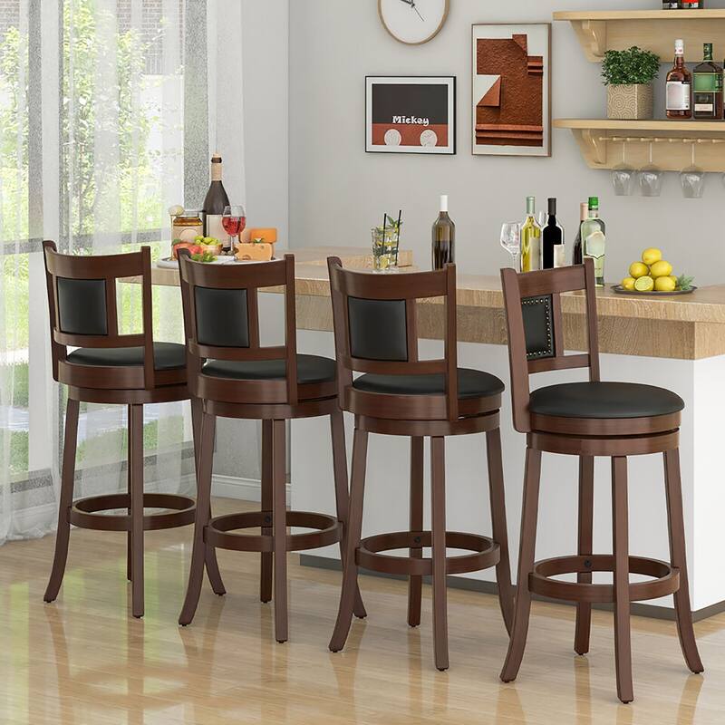 Gymax 30.5'' Swivel Bar Stool Set of 4 Counter Height Bar Stools
