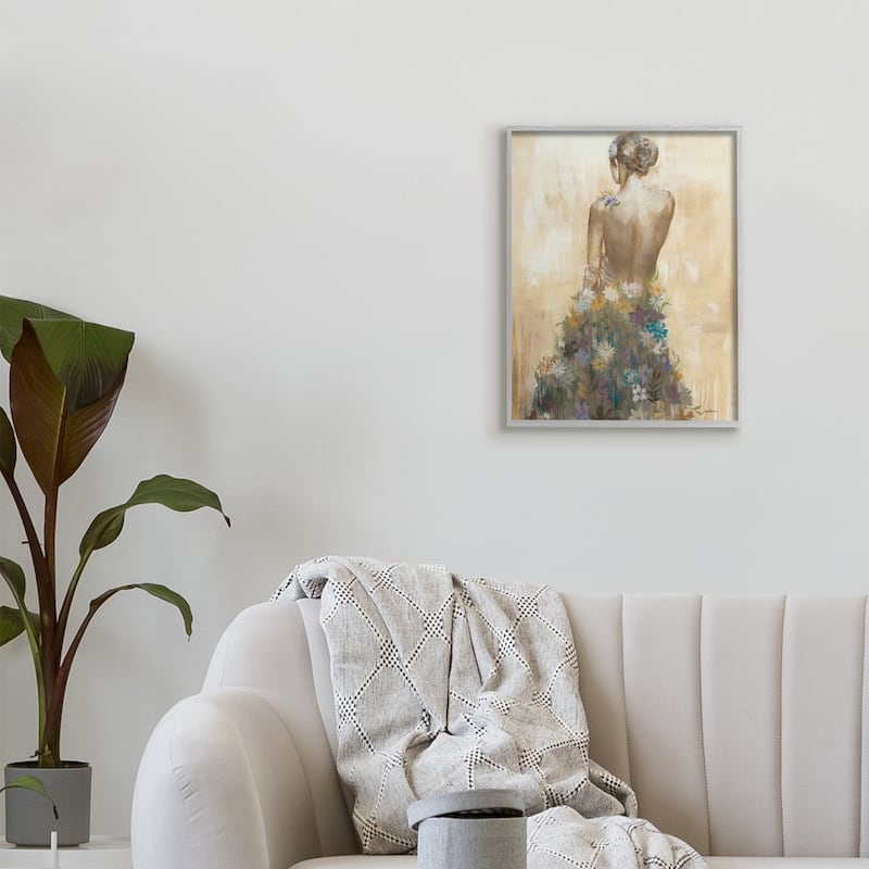 Stupell Nude Female Body Soft Tone Flower Dress Framed Wall Art - Multi-Color