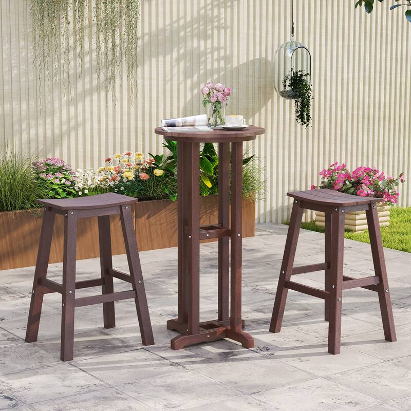Gymax 29'' Patio Bar Stool Set of 2 w/ Curved Seat & Footrests for