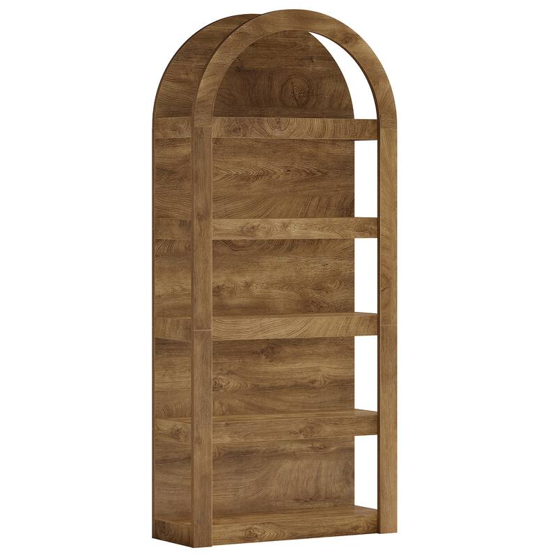 Arched Bookshelf, 71" Tall Bookcase Arch-Shaped Racks, Wooden Display Shelves for Living Room, Bedroom, Home Office
