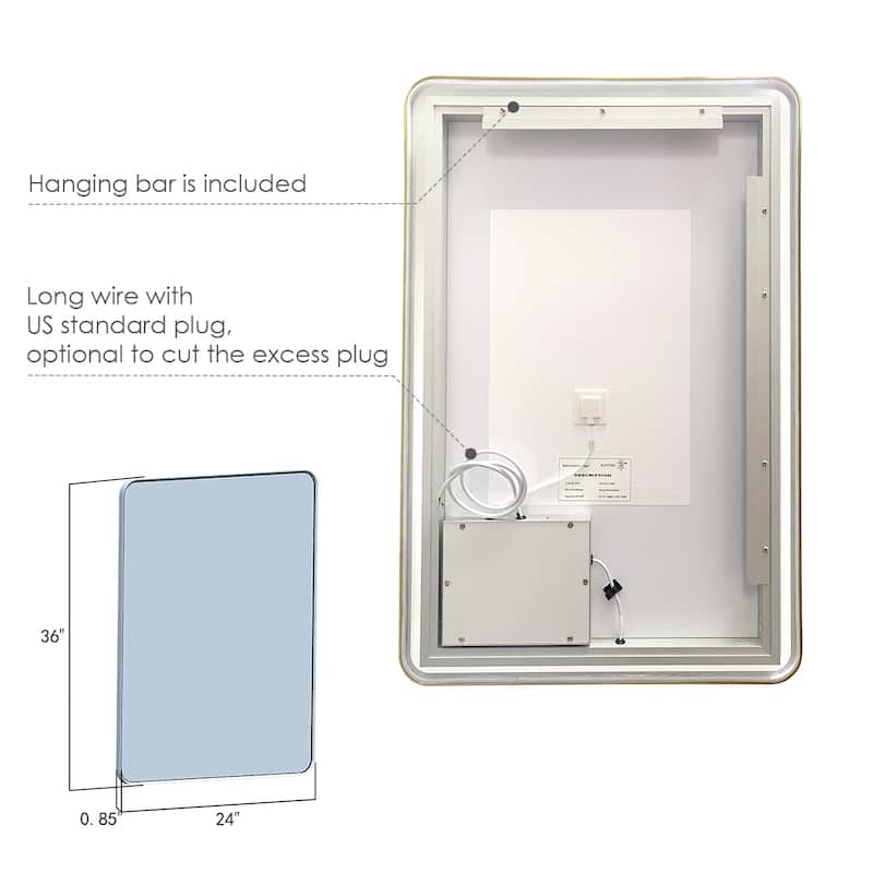 Altair Viaggi Rectangle Framed LED Lighted Wall Mirror