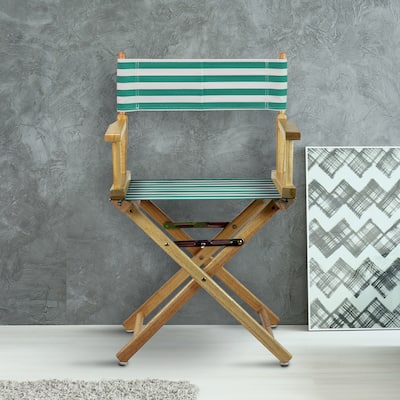 18" Director's Chair Natural Frame-Teal Cabana - 21.75"W x 17"D x 33.75"H