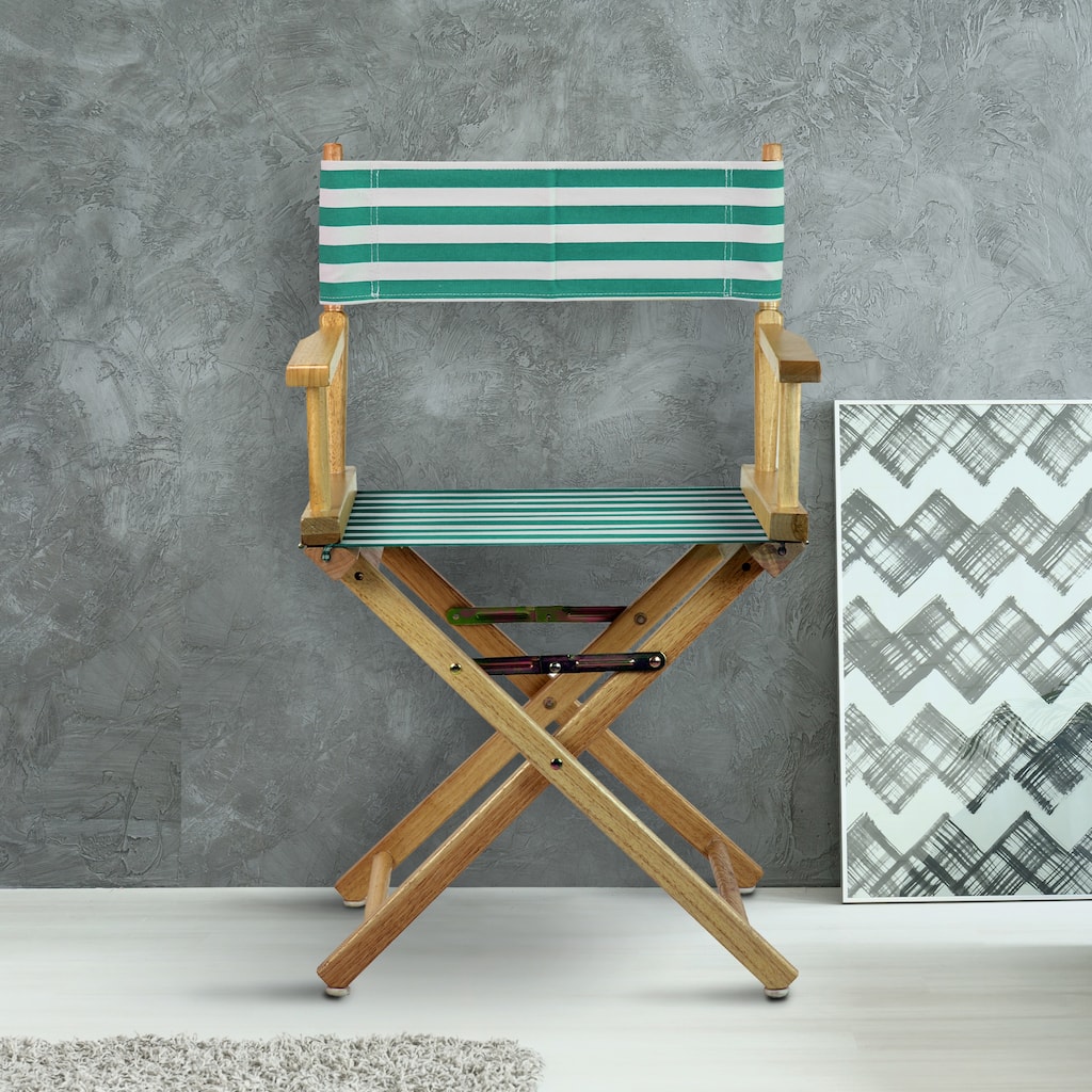 18" Director's Chair Natural Frame-Teal Cabana - 21.75"W x 17"D x 33.75"H