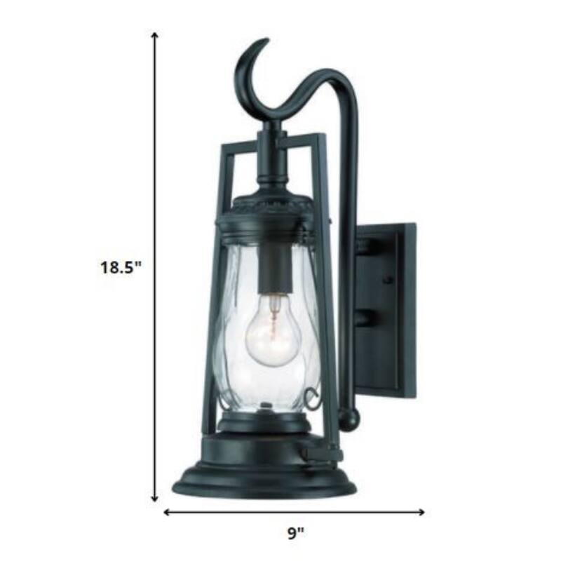 Matte Black Aluminum Outdoor Wall Lantern with Swirled Glass Hardwired LED - 10.25” x 9” x 18.5” (D x W x H)