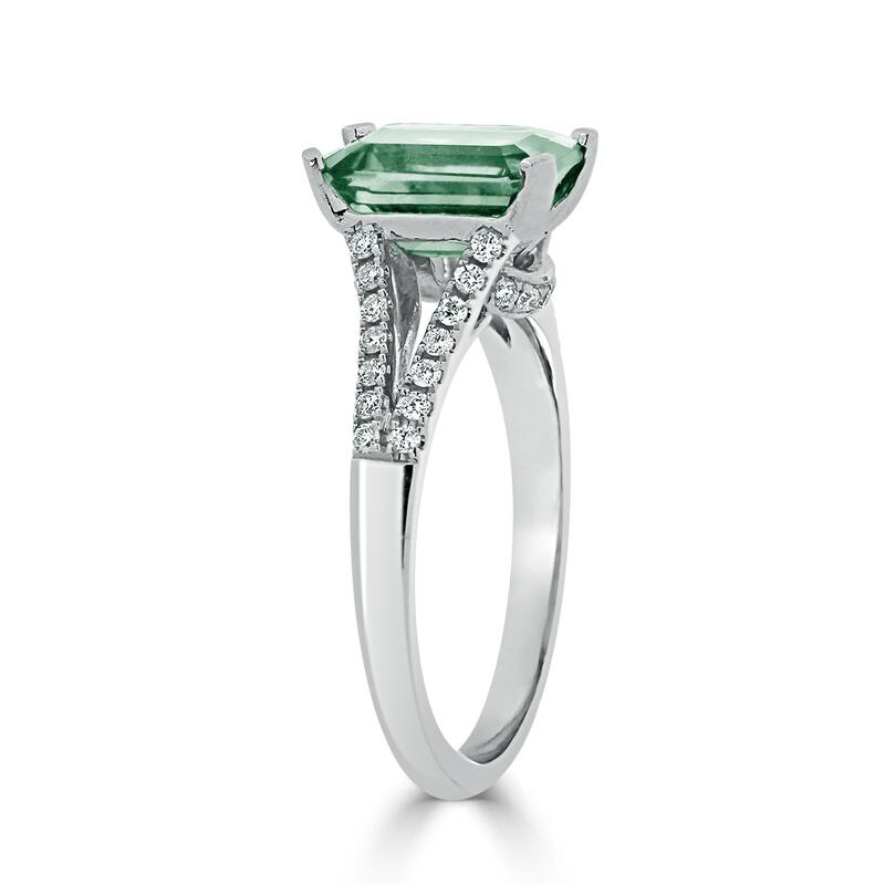 Auriya 1 1/4ct Fancy Emerald-cut Green Amethyst and Diamond Engagement Ring 1/4ctw 14k Gold