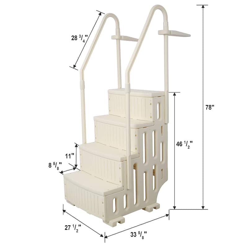 Heavy Duty Pool Ladder, 4-Step Safety with Handrails, 400lb Capacity