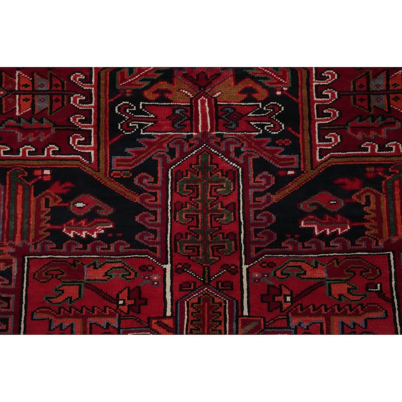 Hand Knotted Oriental 100% Wool Carpet Traditional Medallion Red Heriz Area Rug - 11' 0'' X 8' 0''
