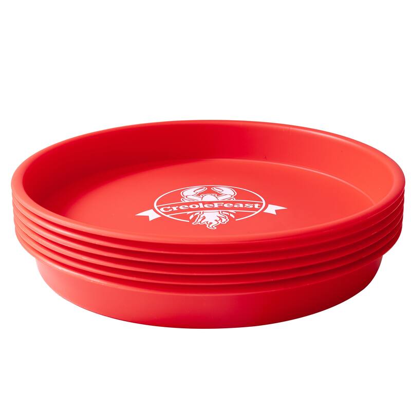 Creole Feast 15-Inch Crawfish Plates for Outdoor & Indoor, Red - Red