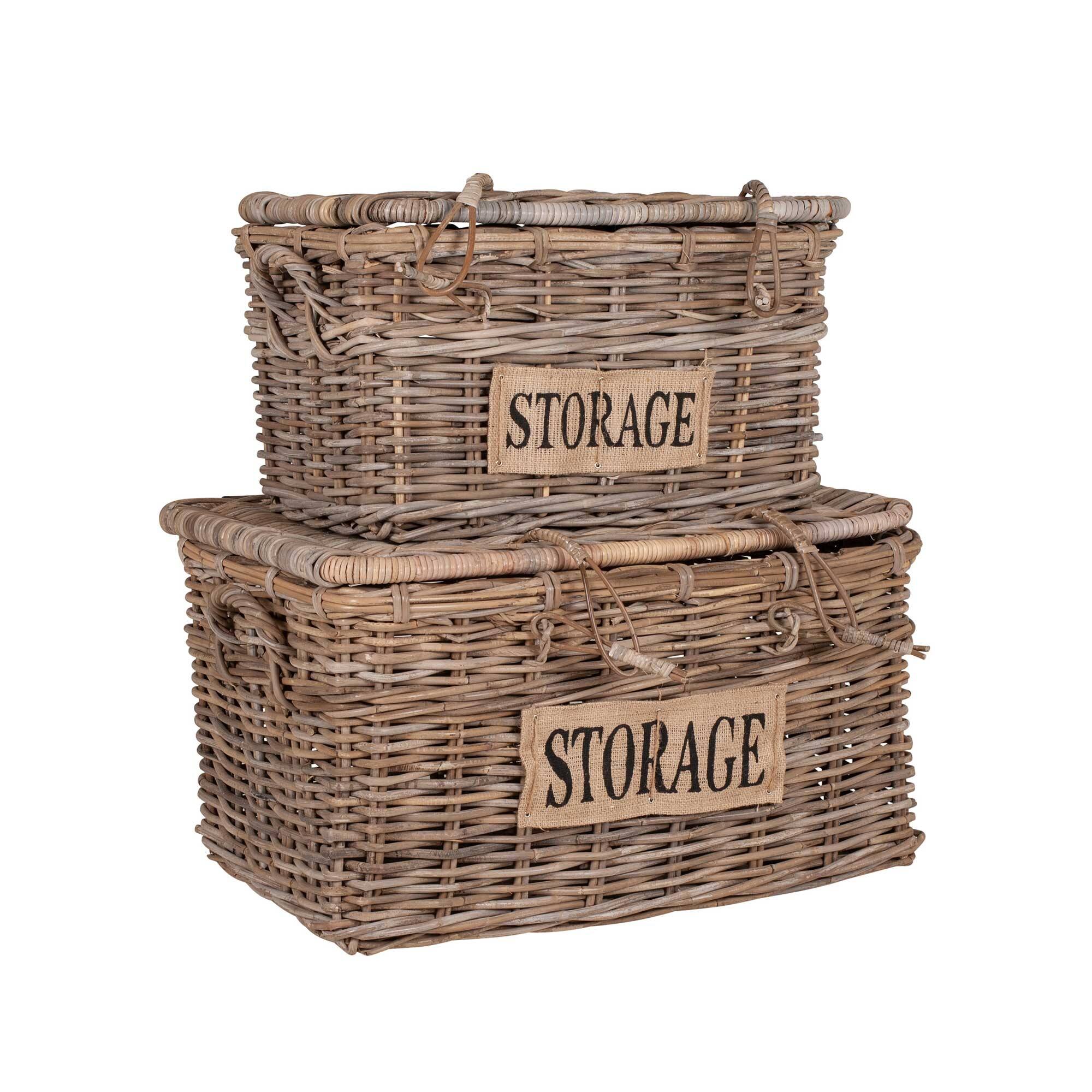 Handmade Natural Rattan Baskets With Lids (Set Of 2) by East at Main