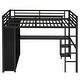 preview thumbnail 4 of 9, Black Full Loft Bed with Built-in Wardrobe, Desk, and Storage Shelves, Space-Saving Design