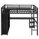 preview thumbnail 4 of 10, Full Size Loft Bed Frame with Built-in Wardrobe, Metal Loft Bed with Desk and Storage Shelves, Black