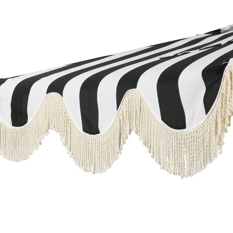 9ft Half Market Umbrella, Scalloped, Crank, Tilt, UV, by JONATHAN Y