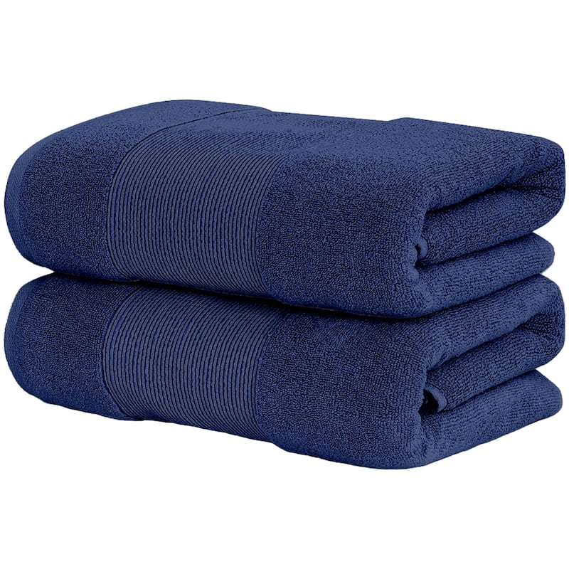 Modern Threads Air Cloud 2-Pack Oversized Bath Sheet Set - Navy