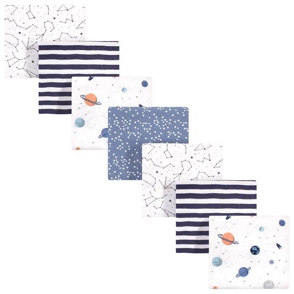 slide 1 of 1, Hudson Baby Infant Boy Cotton Flannel Receiving Blankets Bundle, Space, One Size - Space - One Size One Size - Space