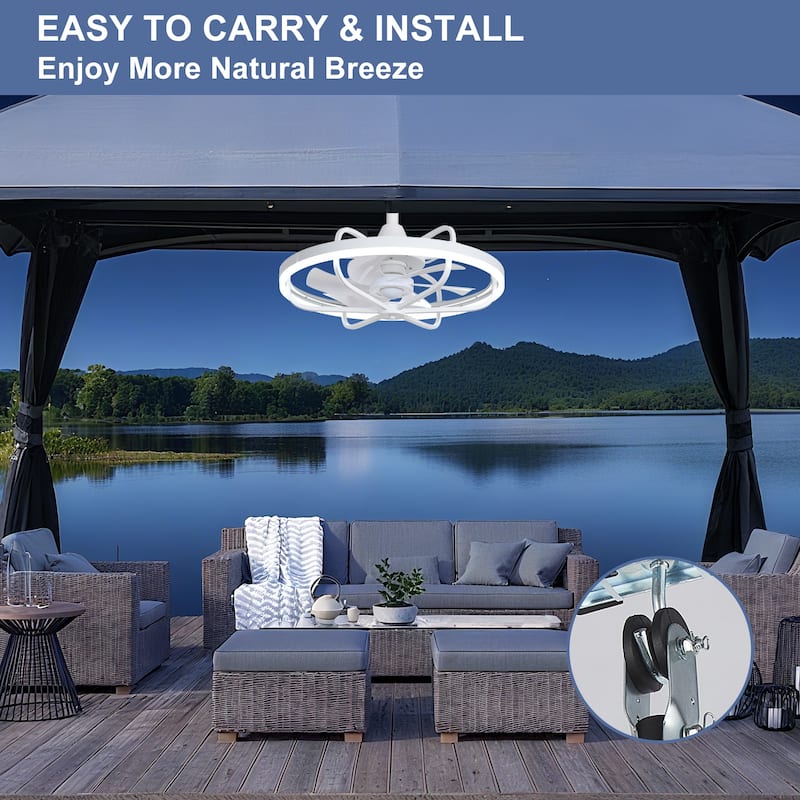 Waterproof Outdoor Ceiling Fan with Light - 20-Inch IP65 Plug-in, Remote App Control, 6-Speed Gazebo/Patio