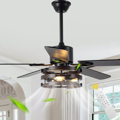 Bella Depot 52" Rustic Ceiling Fan with Light and Remote 6-Speed Farmhouse Reversible Fan